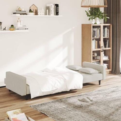 2-personers sovesofa med 2 puder velour lysegrå