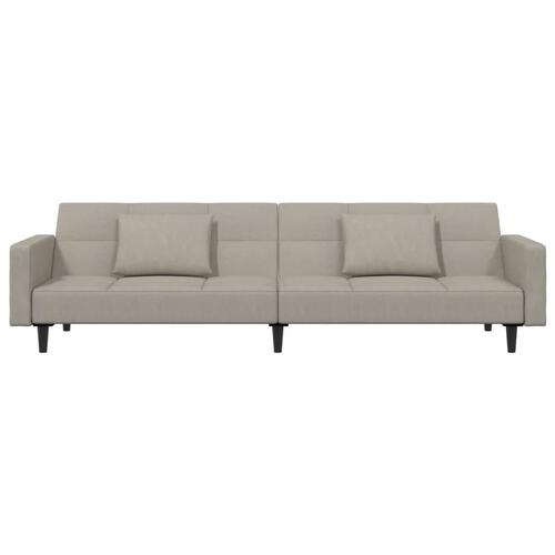 2-personers sovesofa med 2 puder velour lysegrå