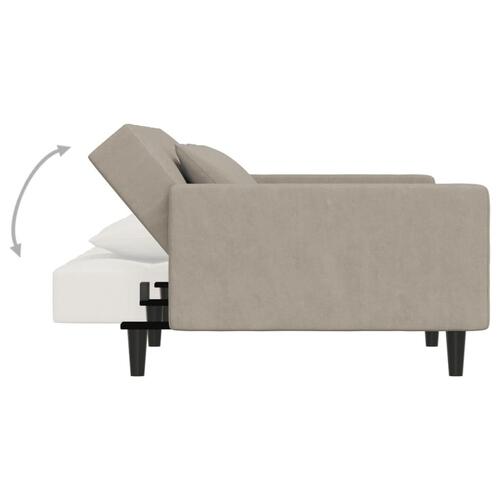 2-personers sovesofa med 2 puder velour lysegrå