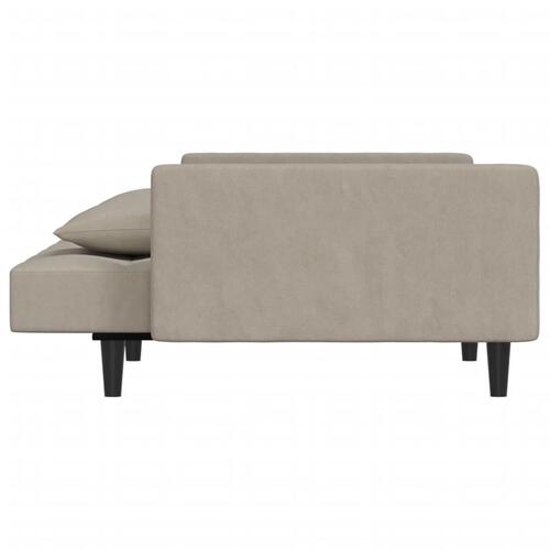 2-personers sovesofa med 2 puder velour lysegrå