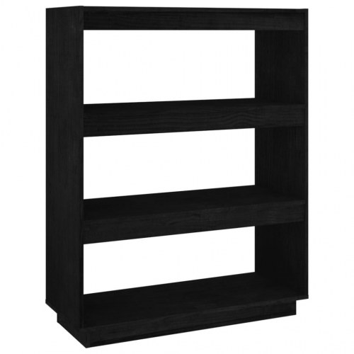 Bogreol/rumdeler i massivt fyrretræ - 80 × 35 × 103 cm, sort