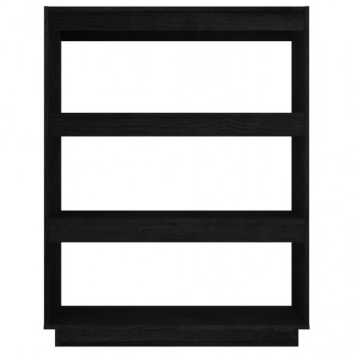 Bogreol/rumdeler i massivt fyrretræ - 80 × 35 × 103 cm, sort