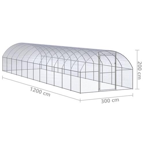 Hønsehus 3x12x2 m galvaniseret stål