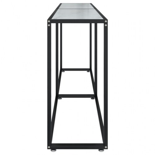Konsolbord 200x35x75,5 cm hærdet glas hvid marmor
