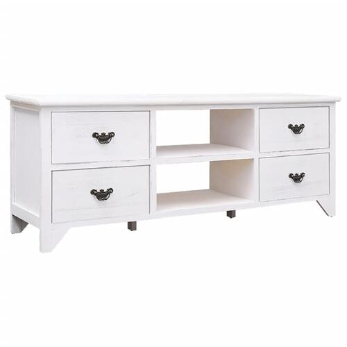 Tv-skab 108x30x40 cm massivt kejsertræ antik hvid