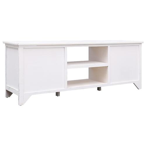 Tv-skab 108x30x40 cm massivt kejsertræ antik hvid