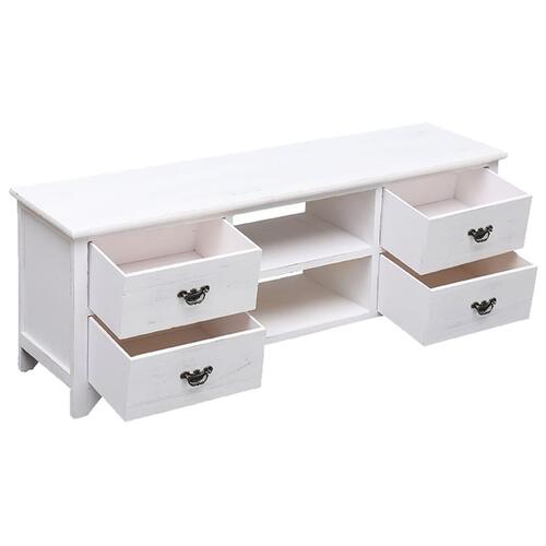 Tv-skab 108x30x40 cm massivt kejsertræ antik hvid
