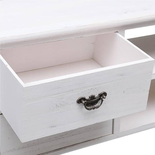 Tv-skab 108x30x40 cm massivt kejsertræ antik hvid