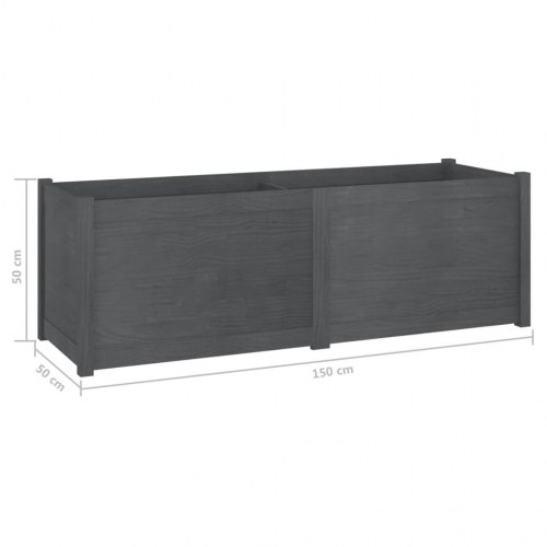 Plantekasse 150x50x50 cm massivt fyrretræ grå