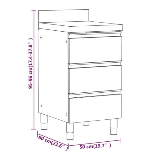 Kommercielle køkkenskabe 3 stk. rustfrit stål
