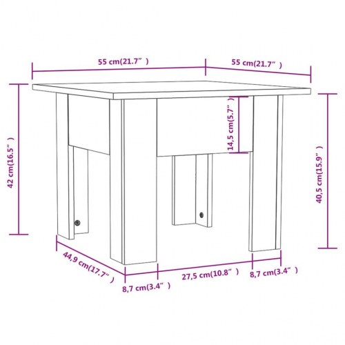 Sofabord 55 x 55 x 42 cm - hvid