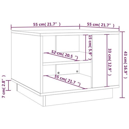 Sofabord 55x55x43 cm konstrueret træ røget egetræsfarve