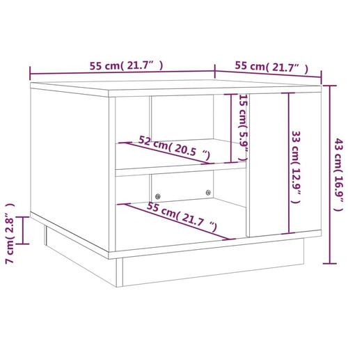 Sofabord 55x55x43 cm konstrueret træ grå sonoma-eg