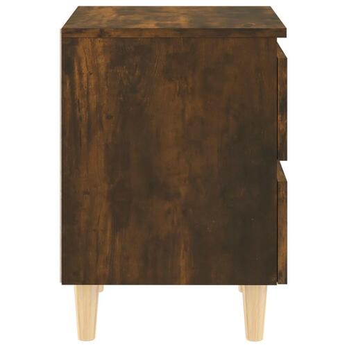 Sengebord med massive træben 40x35x50 cm røget egetræsfarve
