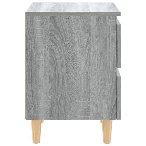 Sengebord med massive træben 40x35x50 cm grå sonoma-eg