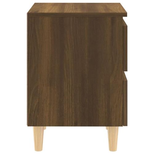 Sengebord med massive træben 40x35x50 cm brun egetræsfarve