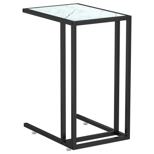 Sidebord 50x35x65 cm hærdet glas hvid marmor