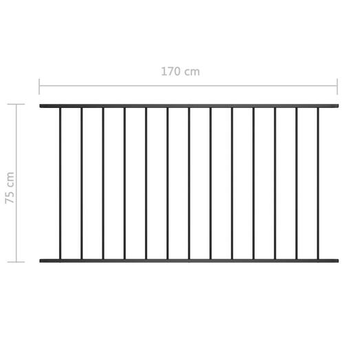 Hegnspanel 1,7 x 0,75 m pulverlakeret stål sort