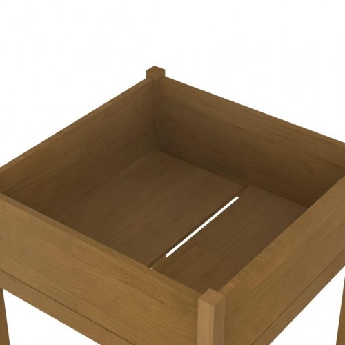 Plantekasser 2 stk. 70 x 70 x 70 cm massivt fyrretræ - gyldenbrun