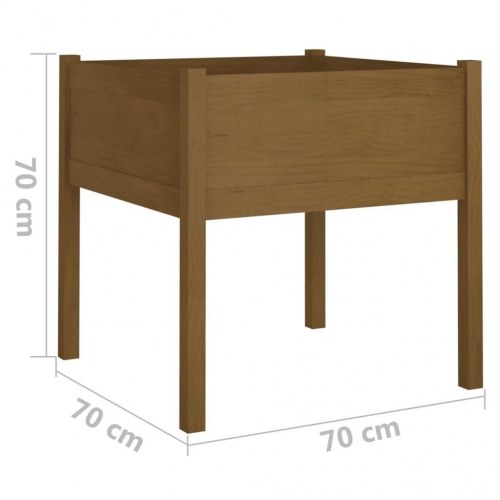 Plantekasser 2 stk. 70 x 70 x 70 cm massivt fyrretræ - gyldenbrun