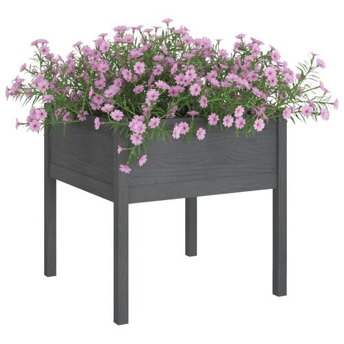 Plantekasser 2 stk. 70x70x70 cm massivt fyrretræ grå