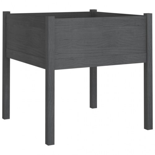 Plantekasser 2 stk. 70 x 70 x 70 cm massivt fyrretræ - grå