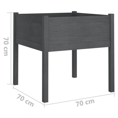 Plantekasser 2 stk. 70 x 70 x 70 cm massivt fyrretræ - grå