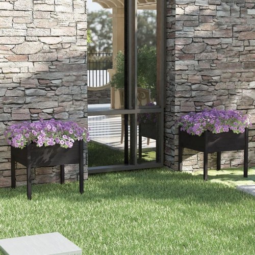 Plantekasser 2 stk. 70 x 70 x 70 cm - sort