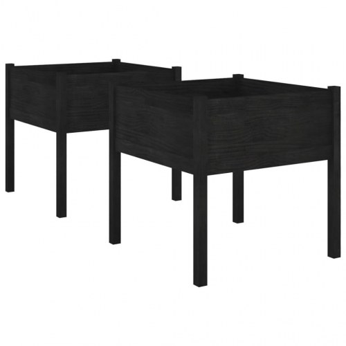 Plantekasser 2 stk. 70 x 70 x 70 cm - sort