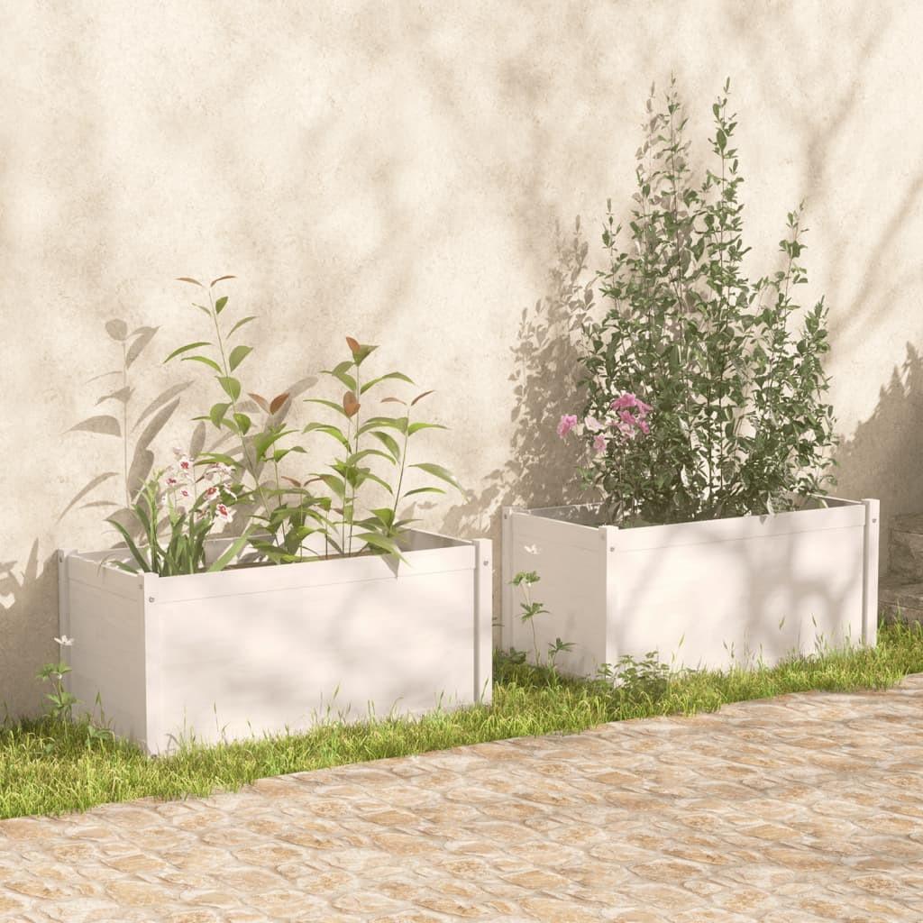 Plantekasser 2 stk. 100x50x50 cm massivt fyrretræ hvid
