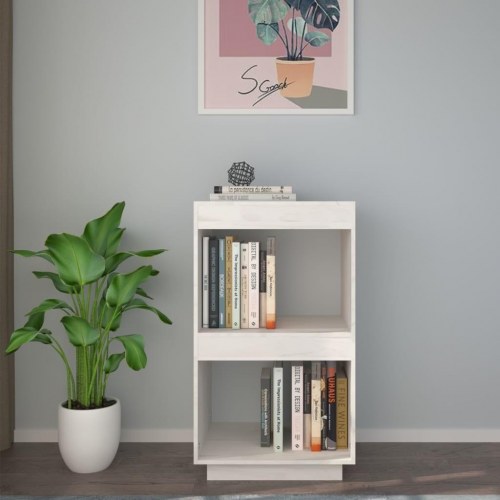 Bogreol 40x35x71 cm massivt fyrretræ hvid