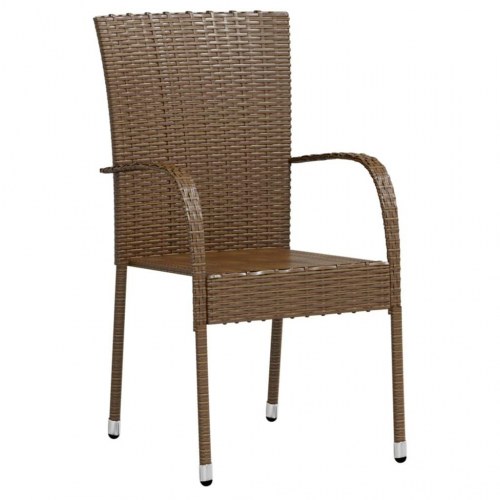 Spisebordssæt til haven i polyrattan - 3 dele, brun