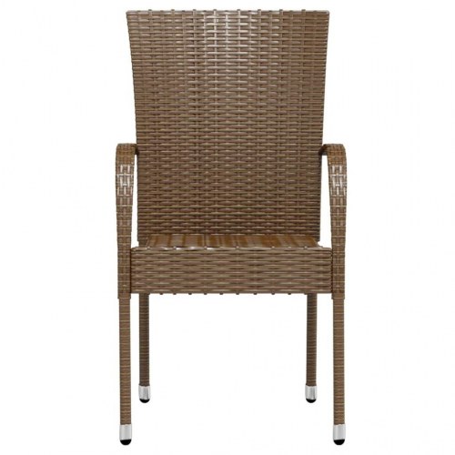 Spisebordssæt til haven i polyrattan - 3 dele, brun