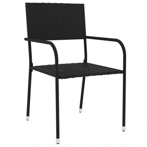 Spisebordssæt til haven 3 dele polyrattan sort