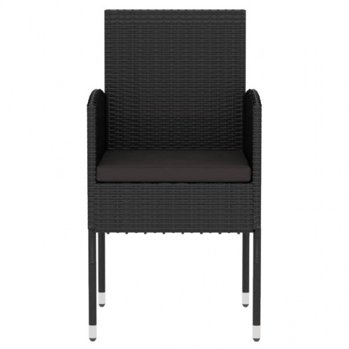 Spisebordssæt til haven 3 dele polyrattan sort