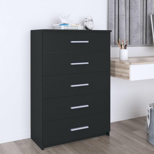Kommode 71x35x108 cm spånplade sort