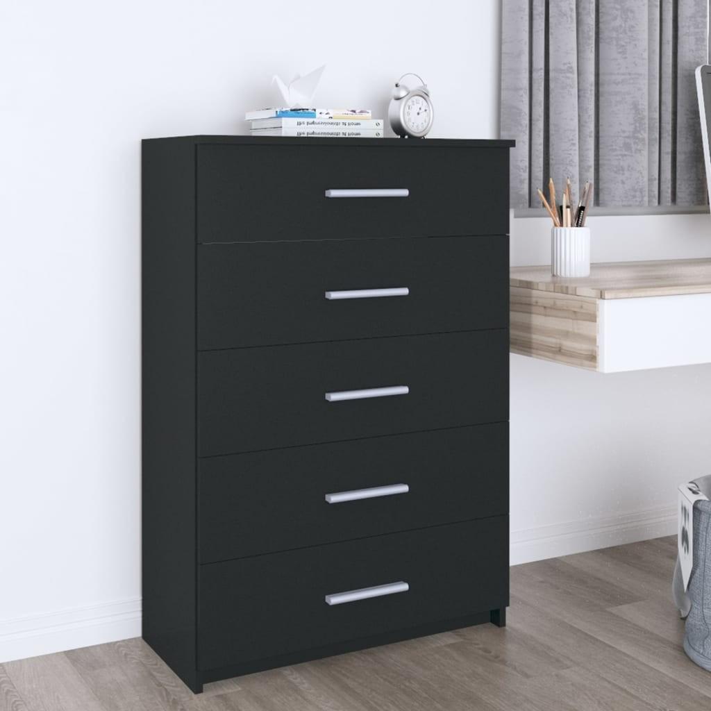 Kommode 71x35x108 cm spånplade sort