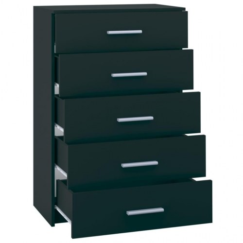 Kommode 71x35x108 cm spånplade sort