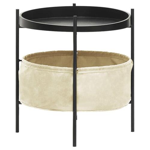 Sidebord med kurv 40x40x45,5 cm cremefarvet