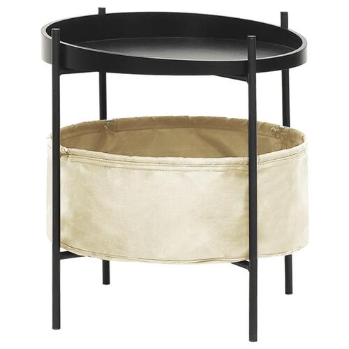 Sidebord med kurv 40x40x45,5 cm cremefarvet