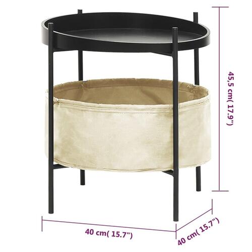 Sidebord med kurv 40x40x45,5 cm cremefarvet