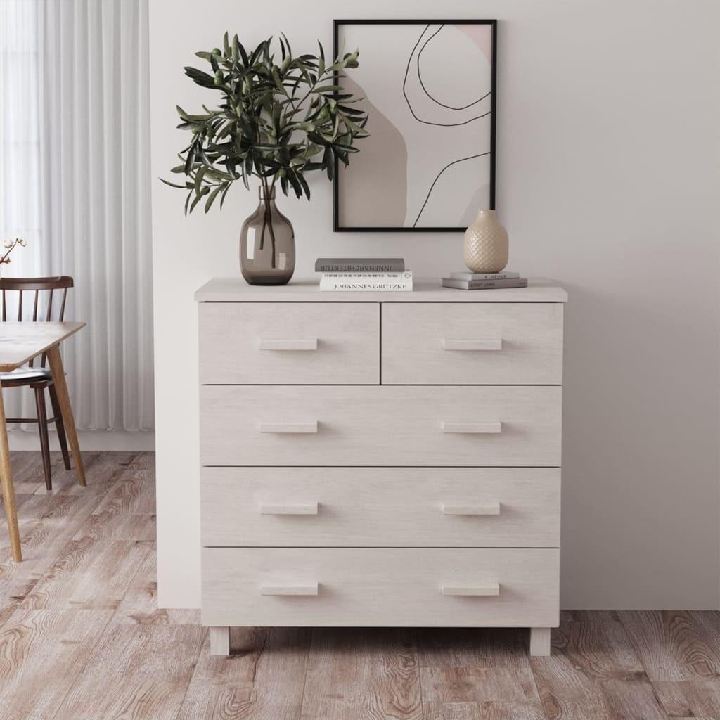 Skænk HAMAR 79x40x80 cm massivt fyrretræ hvid