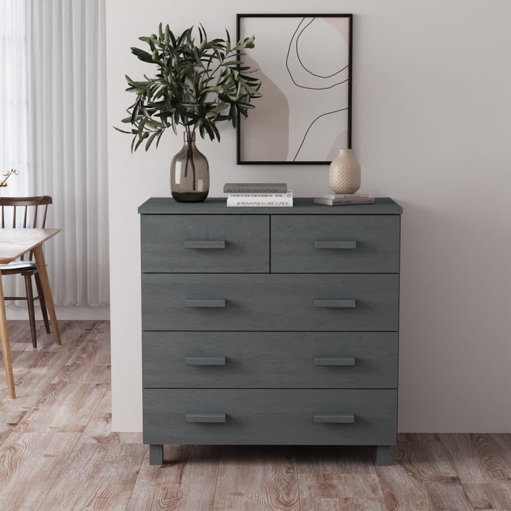 Skænk HAMAR 79x40x80 cm massivt fyrretræ mørkegrå