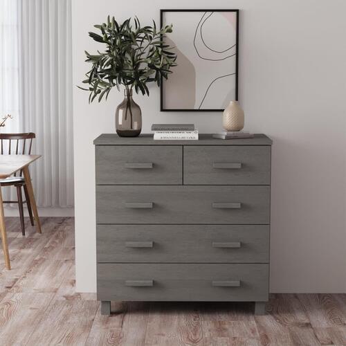 Skænk HAMAR 79x40x80 cm massivt fyrretræ lysegrå