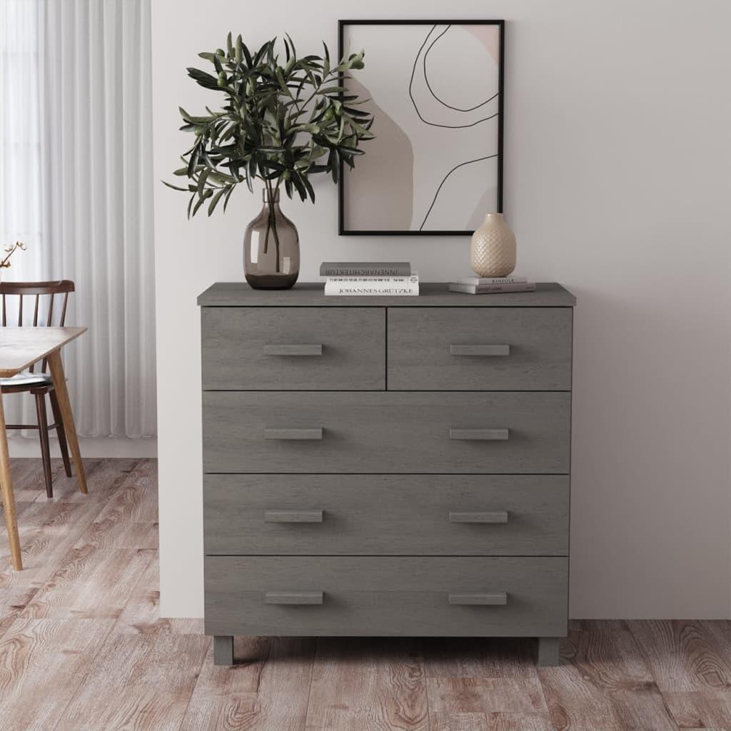 Skænk HAMAR 79x40x80 cm massivt fyrretræ lysegrå