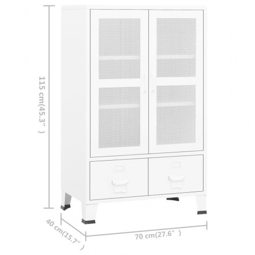 Industrielt opbevaringsskab 70x40x115 cm metal hvid