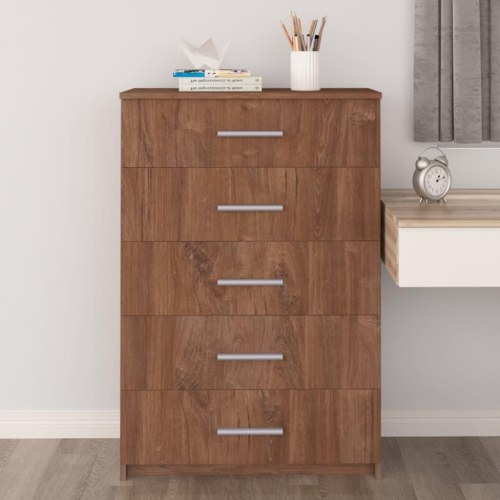 Kommode 71x35x108 cm spånplade brun egetræsfarve