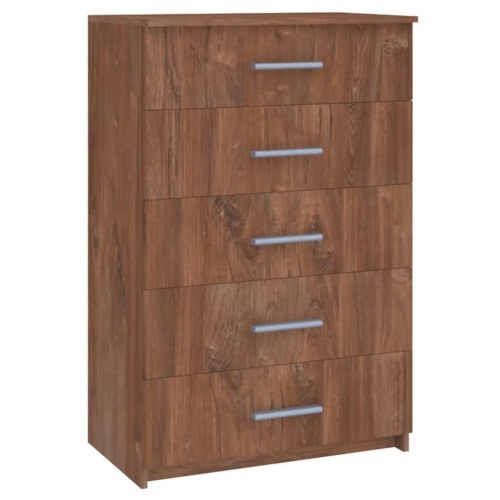 Kommode 71x35x108 cm spånplade brun egetræsfarve