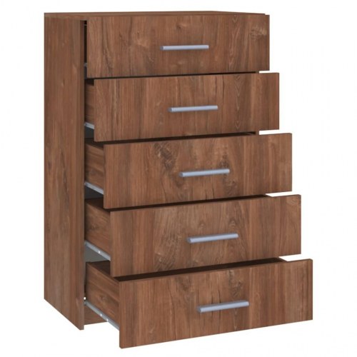 Kommode 71x35x108 cm spånplade brun egetræsfarve