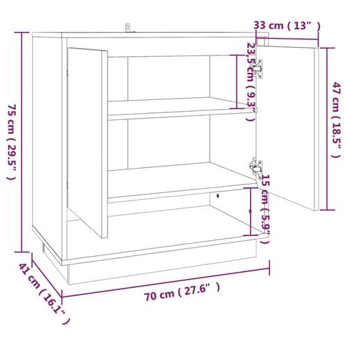 Skænk 70x41x75 cm spånplade hvid højglans